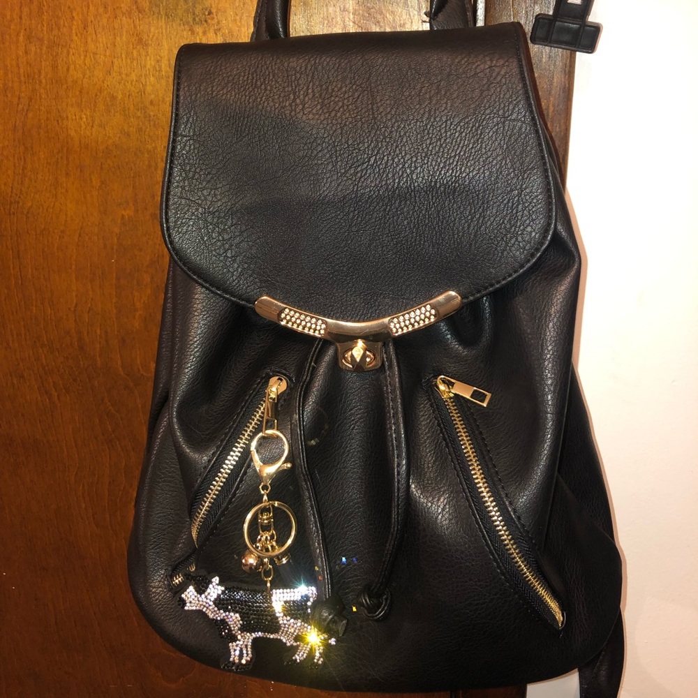 Black Faux Leather backpack